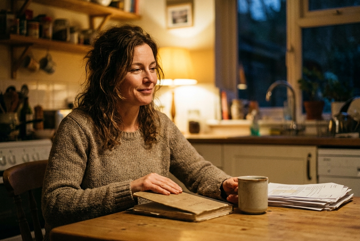 Does Chromium Picolinate Actually Help Blood Sugar? Here's What the Human Studies Show Woman closing a notebook at her kitchen table with a satisfied expression